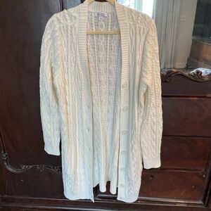 Denim&Co Cream Cable Knit Button-Front Cardigan